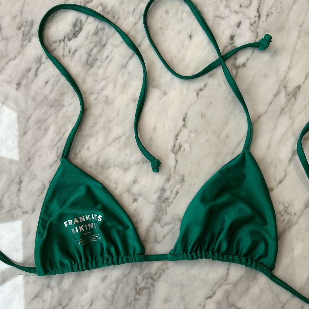 Frankies Bikinis Triangle Bikini Top Emerald Greem UNWORN